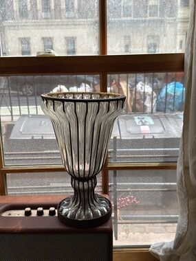 Anthropologie fluted glass + iron vase